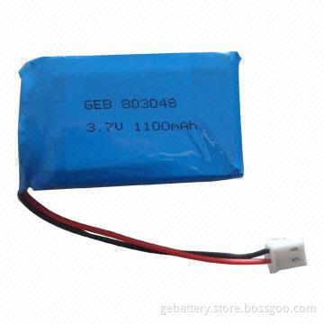 3.7V/1,100mAh Li-Po Battery Pack, 2C Burst Discharge Current